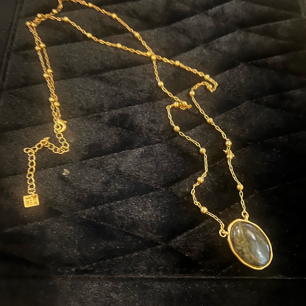 Gold Chain Necklace with Oval Pendant